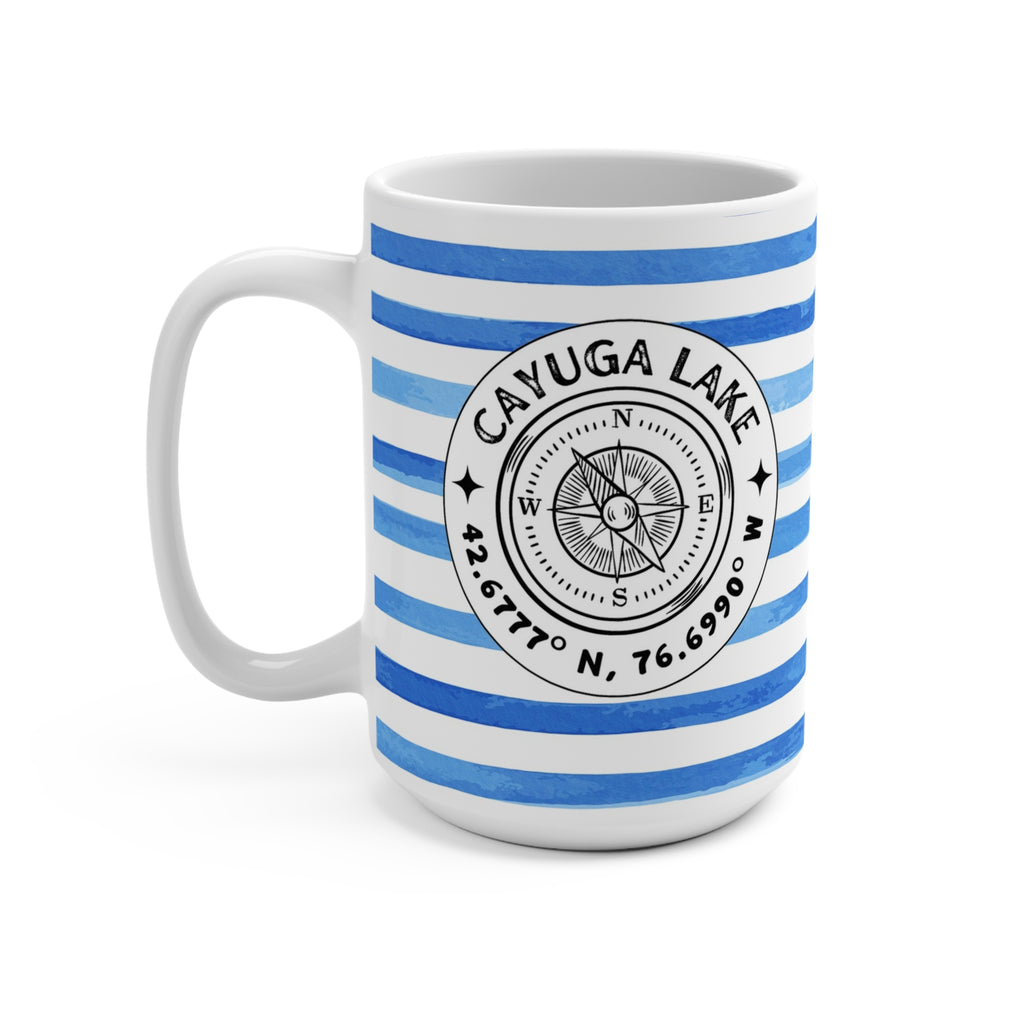 Cayuga Lake - Cabana Stripe Mug 15oz