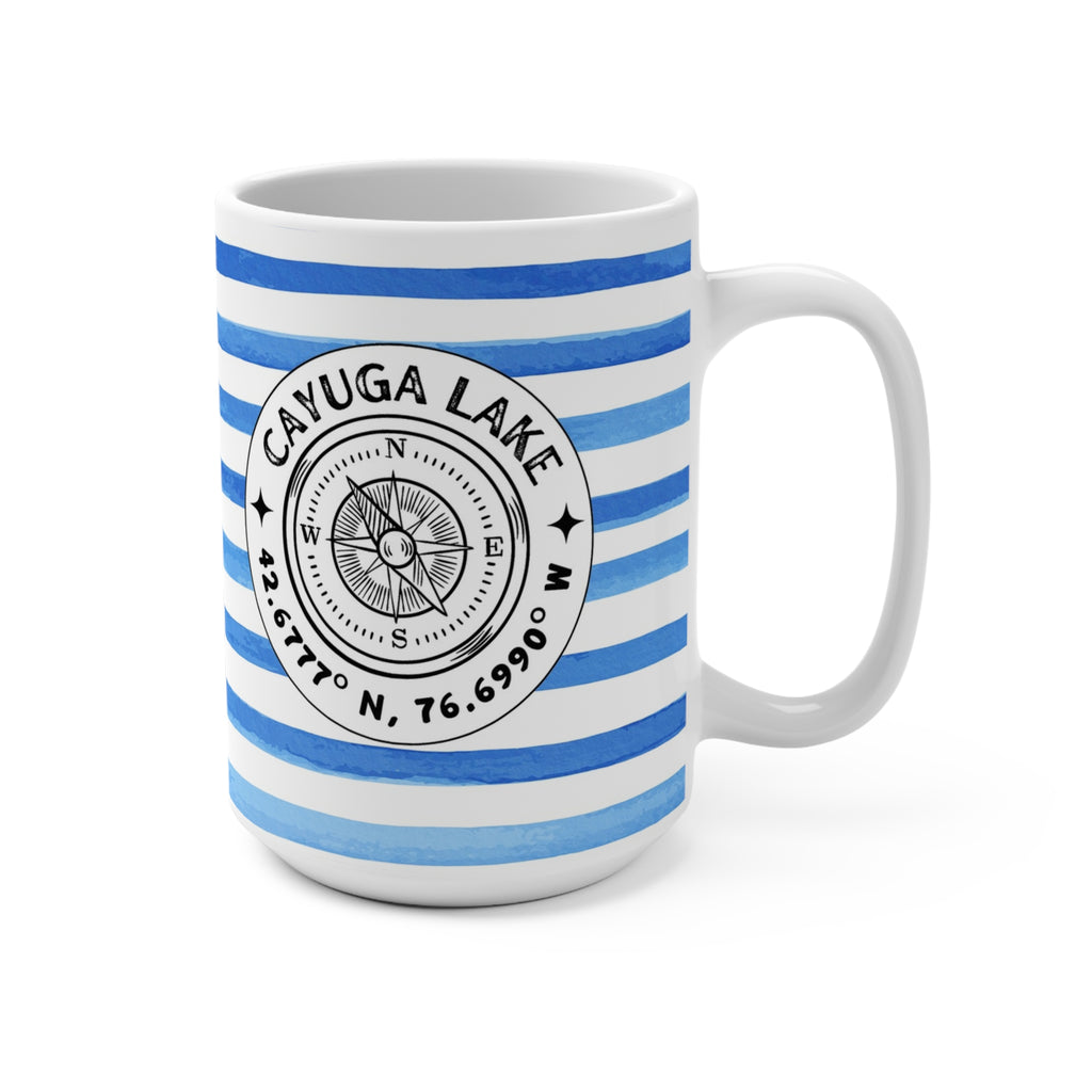 Cayuga Lake - Cabana Stripe Mug 15oz