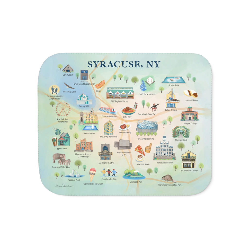 Syracuse NY Full Map - Double Layer Sherpa Blanket