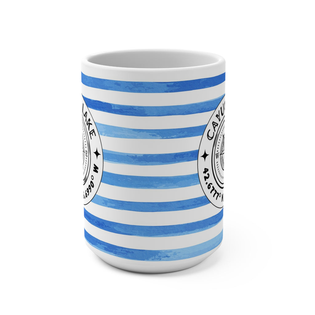 Cayuga Lake - Cabana Stripe Mug 15oz