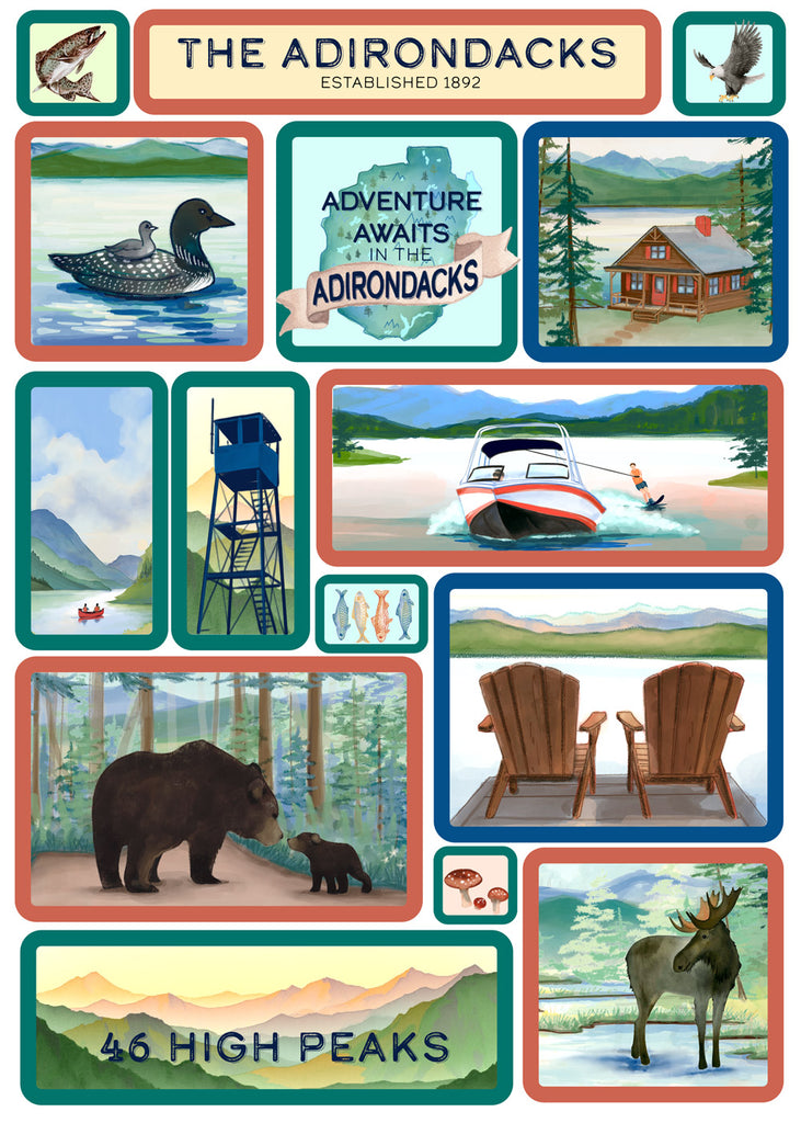 Adirondack Scenes Grid Illustration  Jigsaw Puzzle