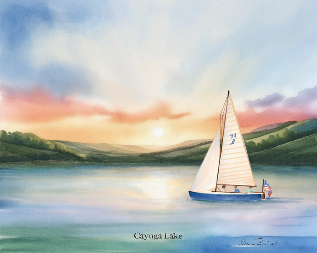 Cayuga Lake Lightning Sunrise Fine Art Print