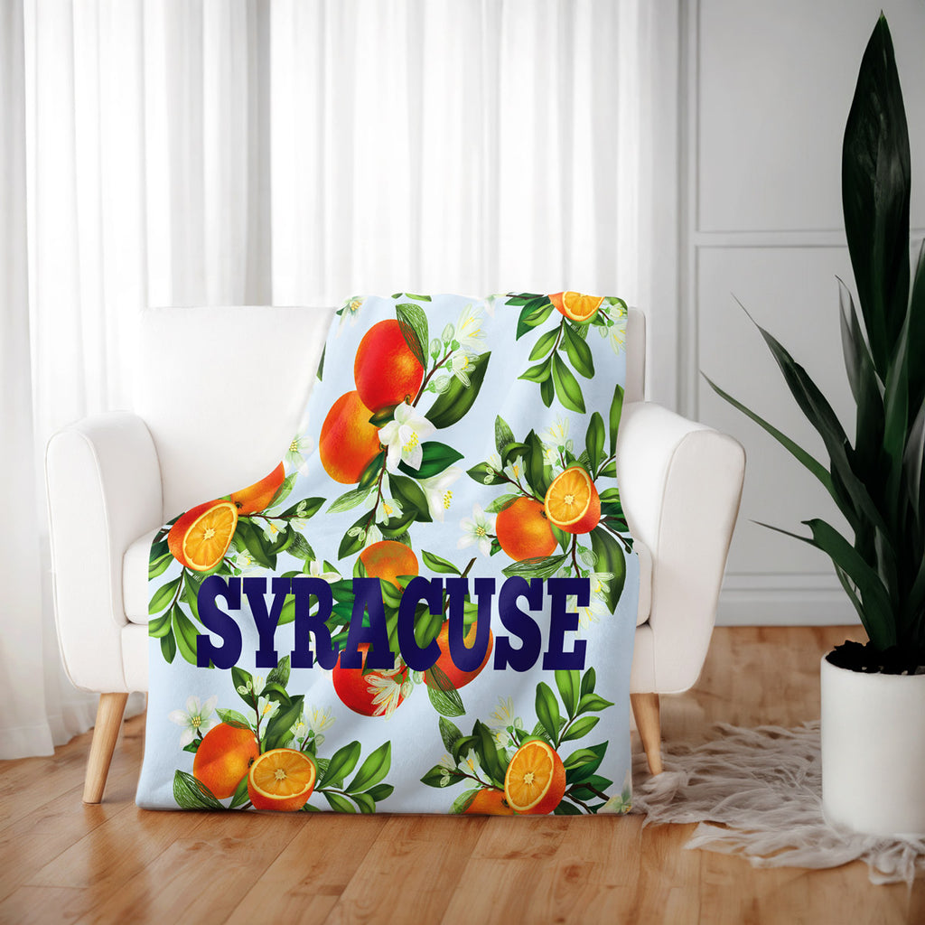 Syracuse Orange Blossom Double Layer Fleece and Sherpa Blanket